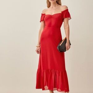 Reformation Butterfly Dress In Cherry